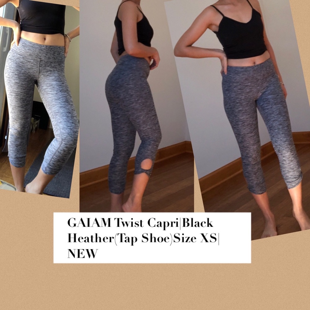 🌺WOMEN’S GAIAM TWIST CAPRI~BLACK HEATHER|XS|NEW🌺